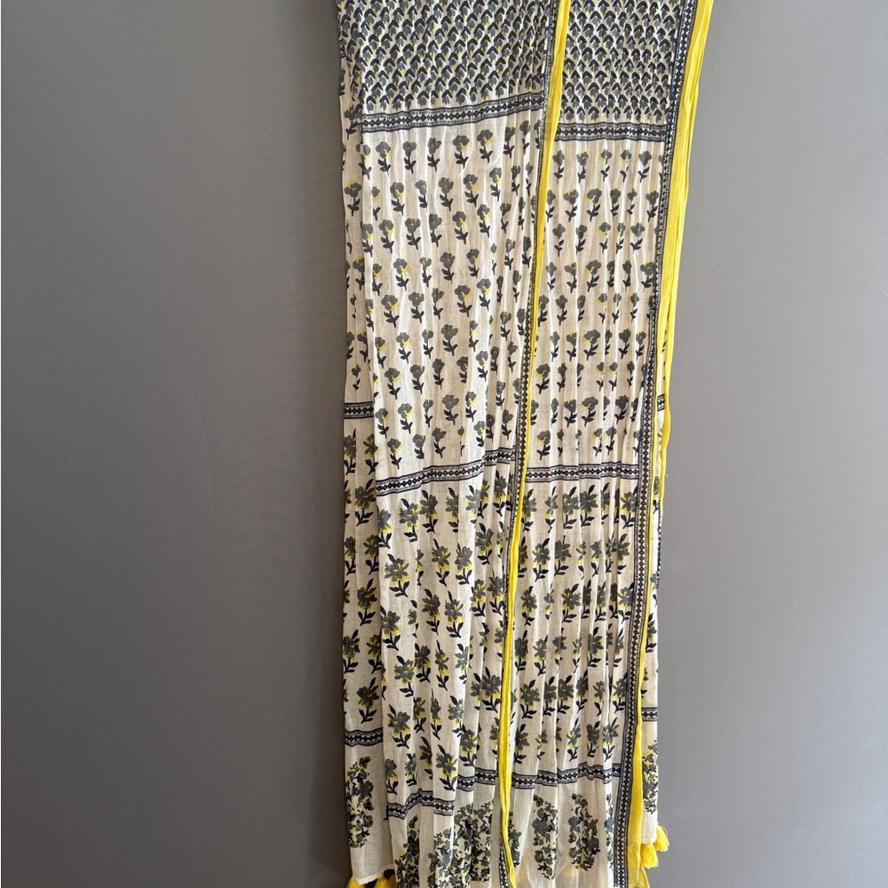 LOFT Cream, Black & Yellow Floral Print Scarf